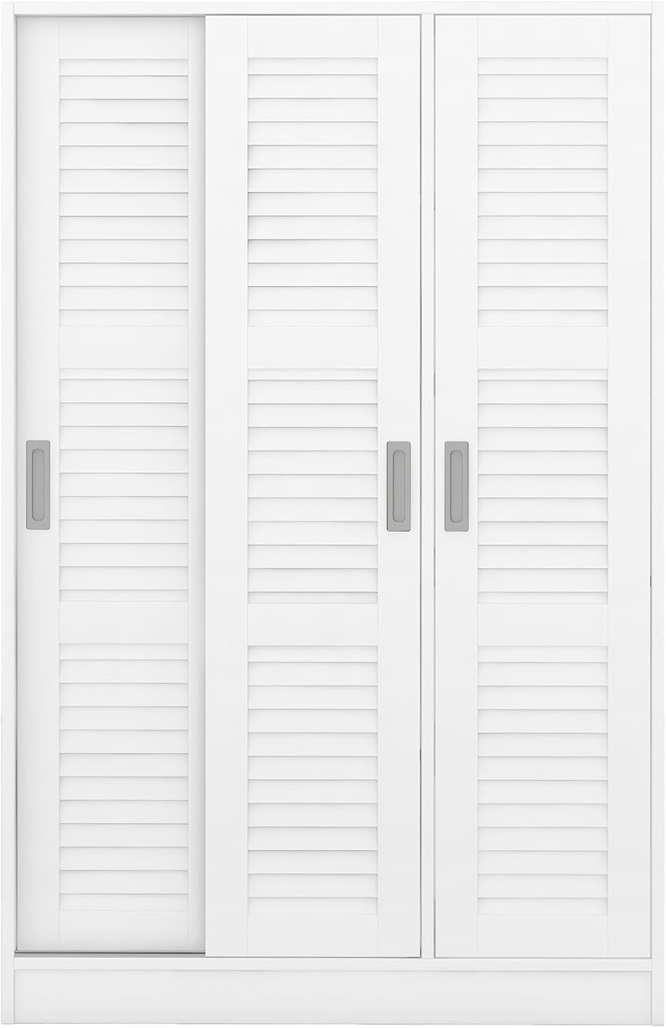 White 3 Doors Wood Wardrobe with Shelves and Hanging Rail C50773