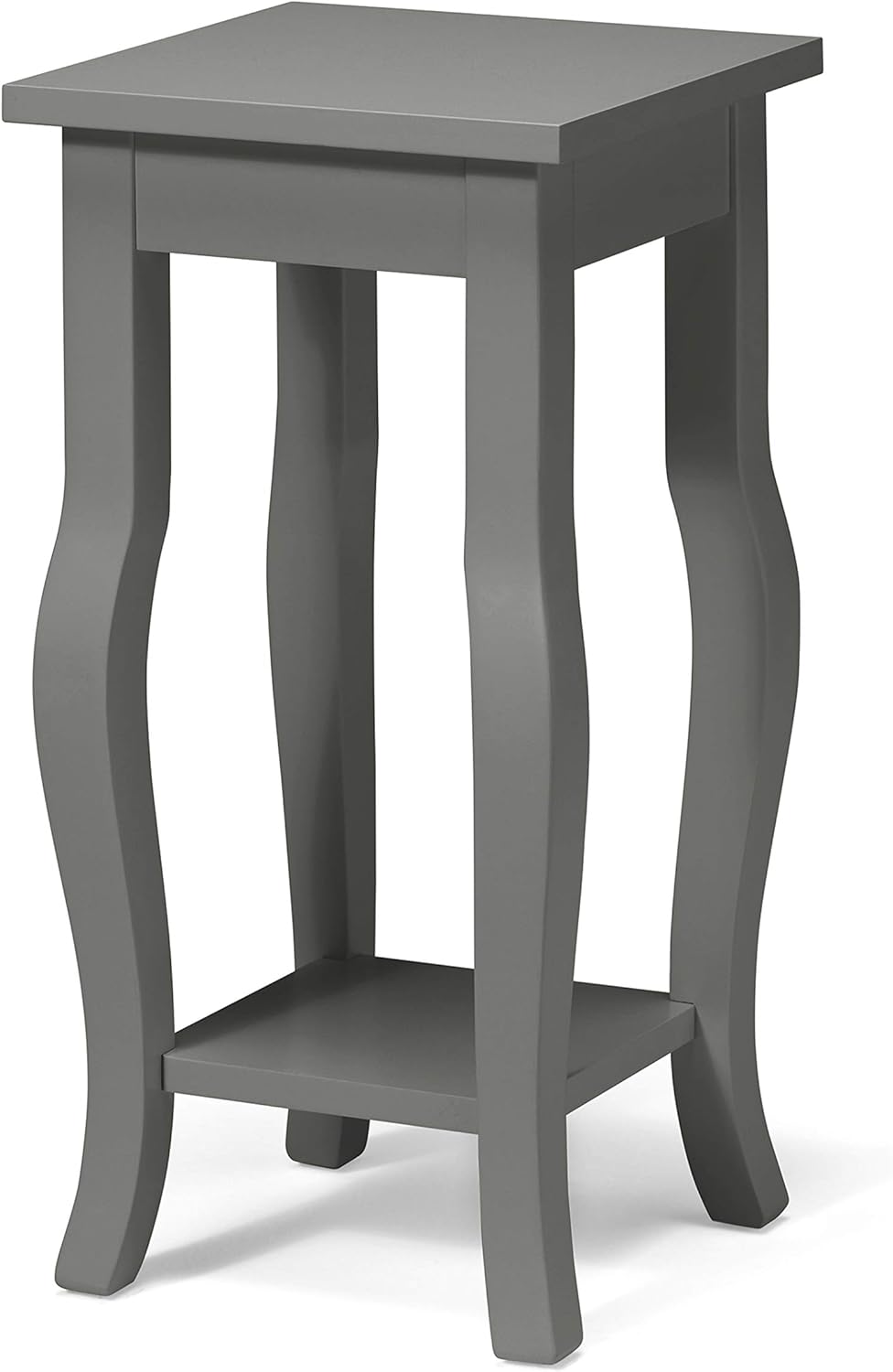 Black Wood Pedestal End Table with Display Shelf P51947