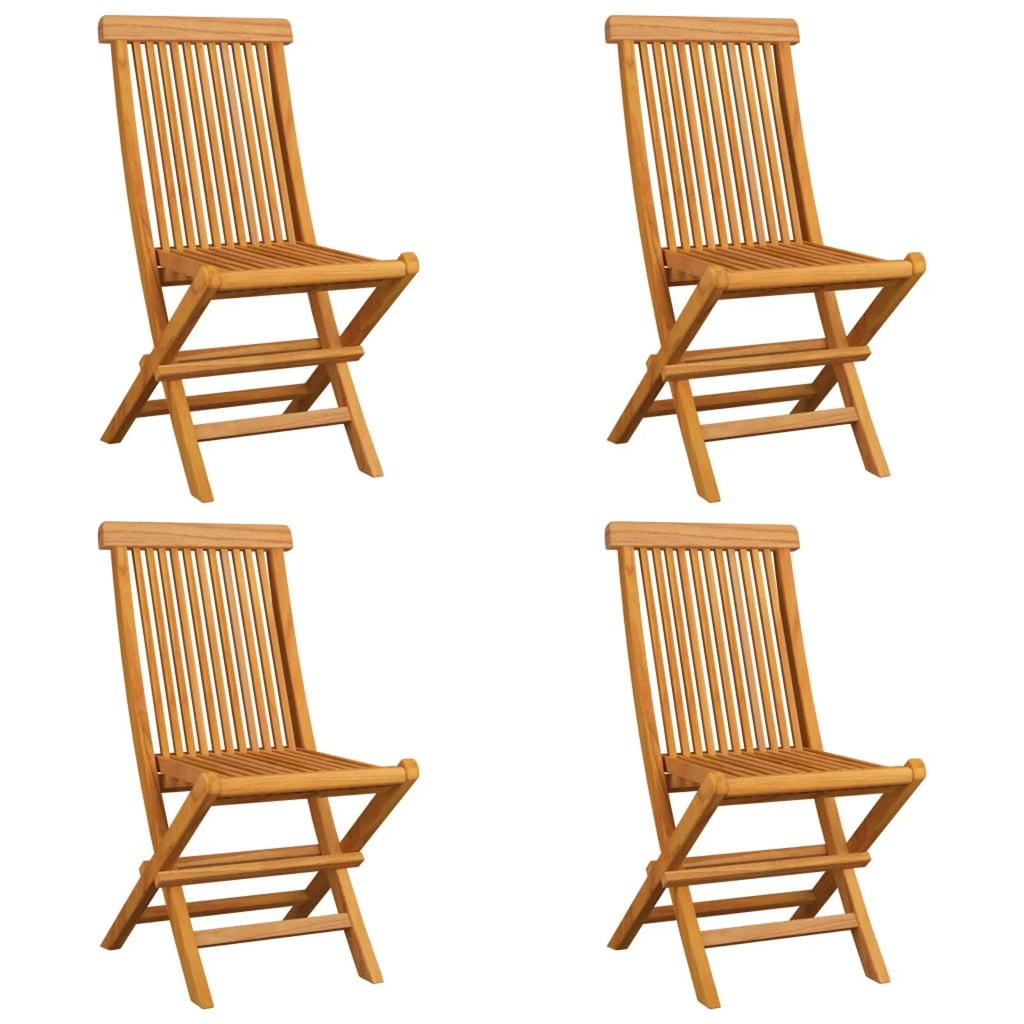 Set of 4 Wooden Foldable Outdoor Dining Chairs with Black Cushion I369