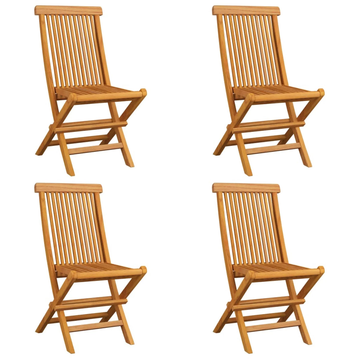 Set of 4 Wooden Foldable Outdoor Dining Chairs with Black Cushion I369