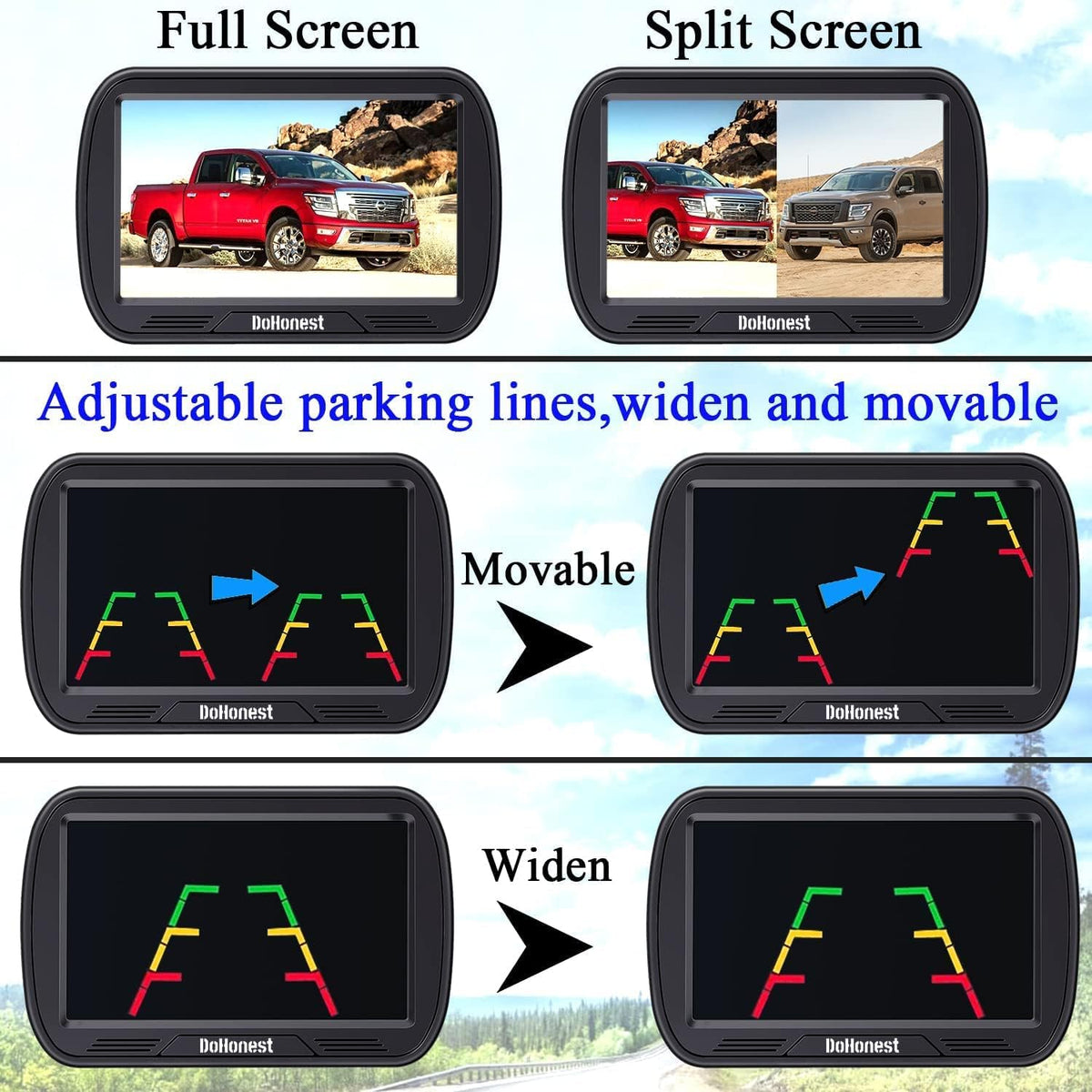 Wireless Backup Camera with 5'' Monitor HD 1080P H734