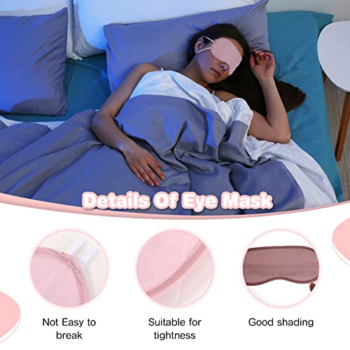 100 Pieces Pink Silk Sleep Eye Mask with Adjustable Elastic Strap R1345