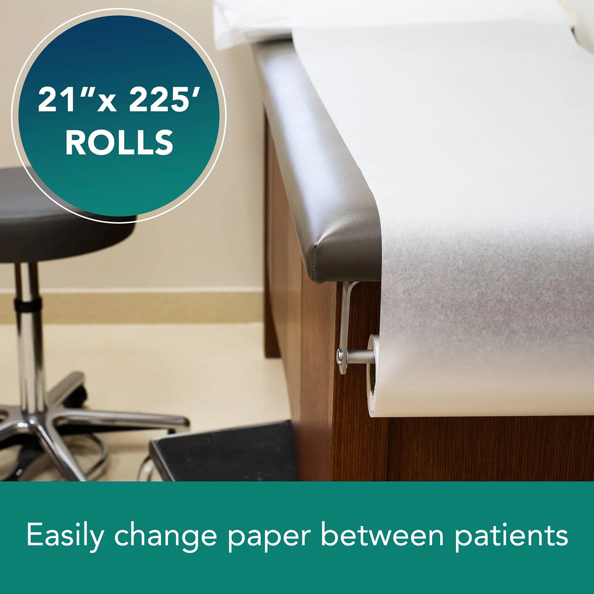 White Exam Table Paper, 21" Width, 225' Length, Pack of 12 A7321