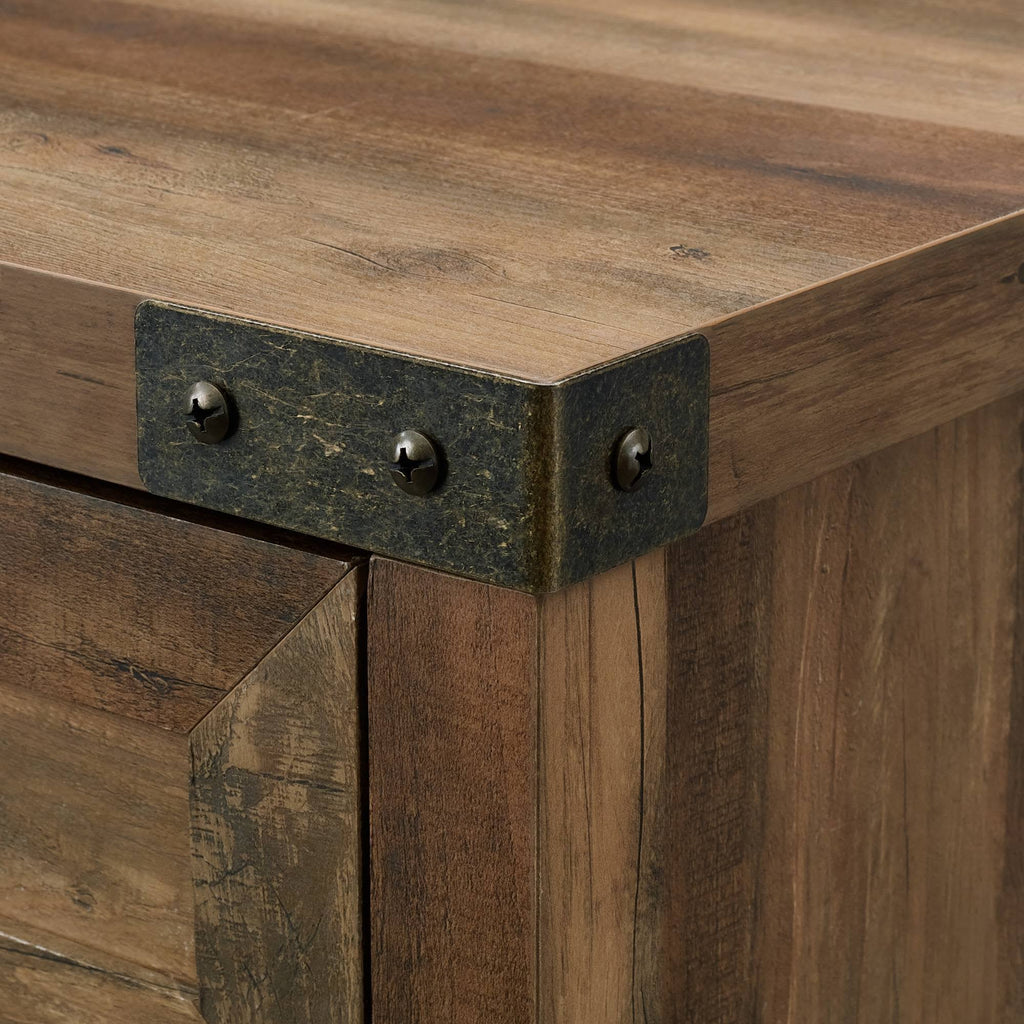 Rustic Farmhouse Barn Door Accent Cabinet Brown N65937