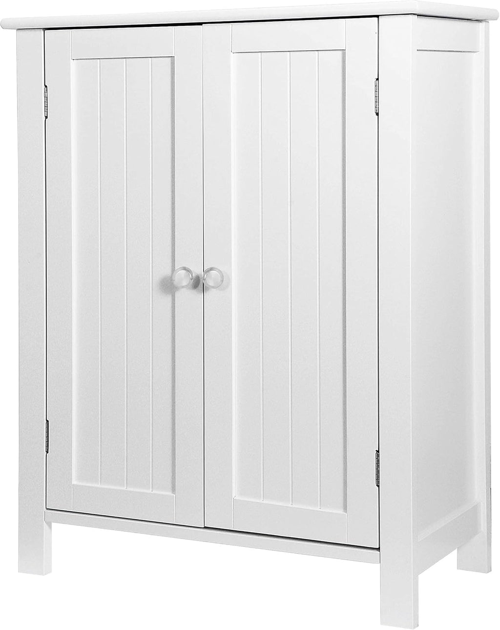 White Bathroom Floor Storage Cabinet with Adjustable Shelf K11803