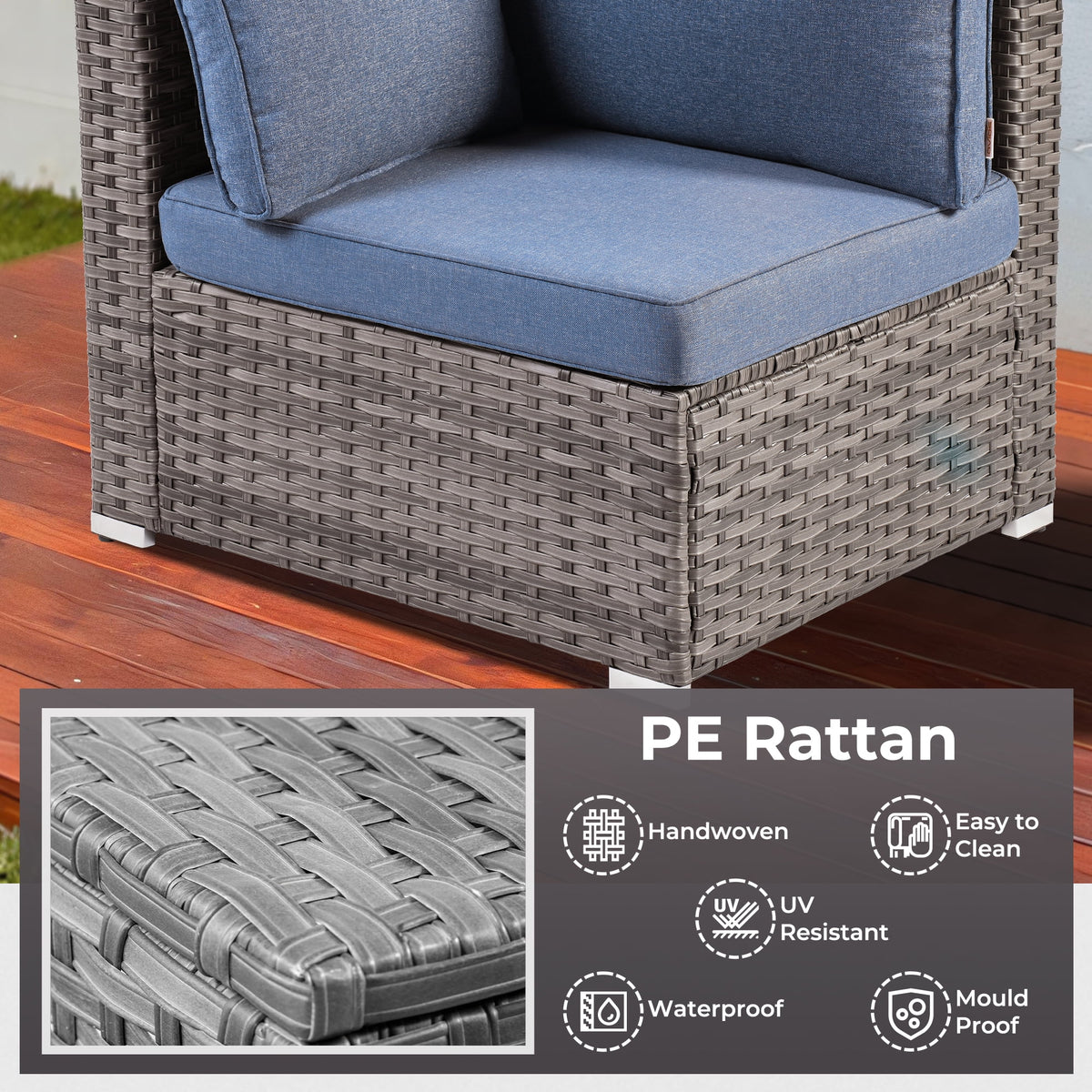 7 Pieces Wicker Outdoor Patio Sectional Couch B556905