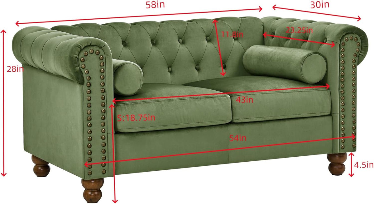 Large Velvet Two-Seat Sofa F5715