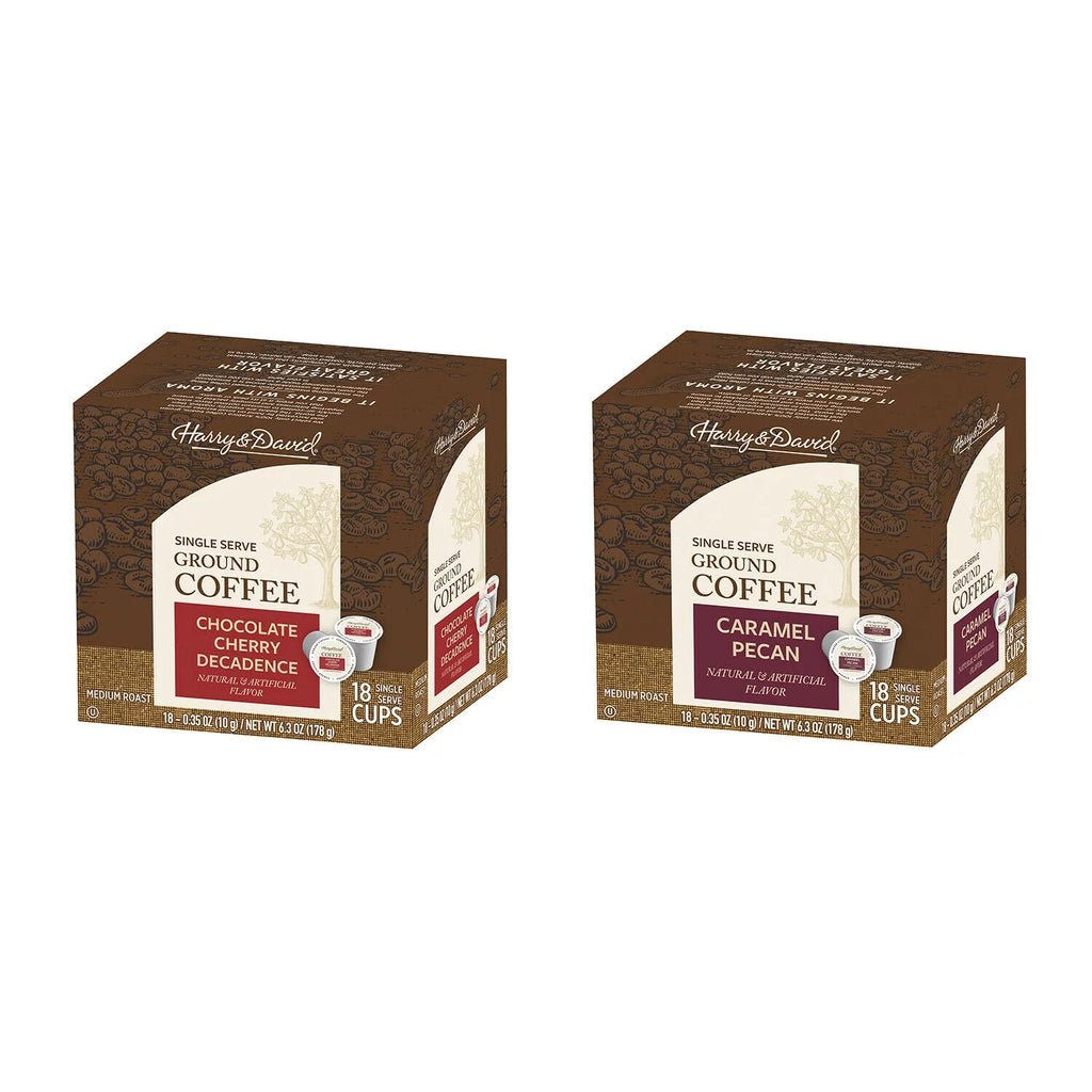 Coffee Combo, Chocolate Cherry Decadence, Caramel Pecan 2/18 ct boxes N1094