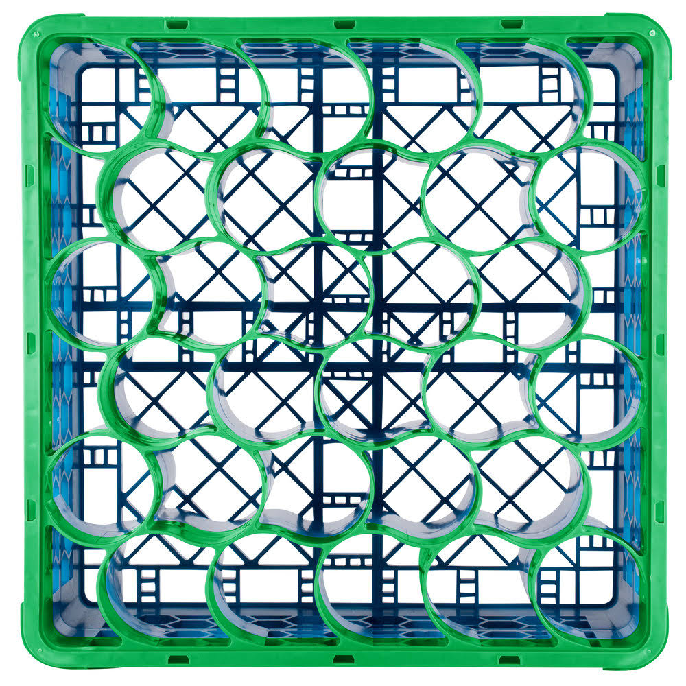 Green 30 Compartment Glass Rack with 5 Extenders K3427