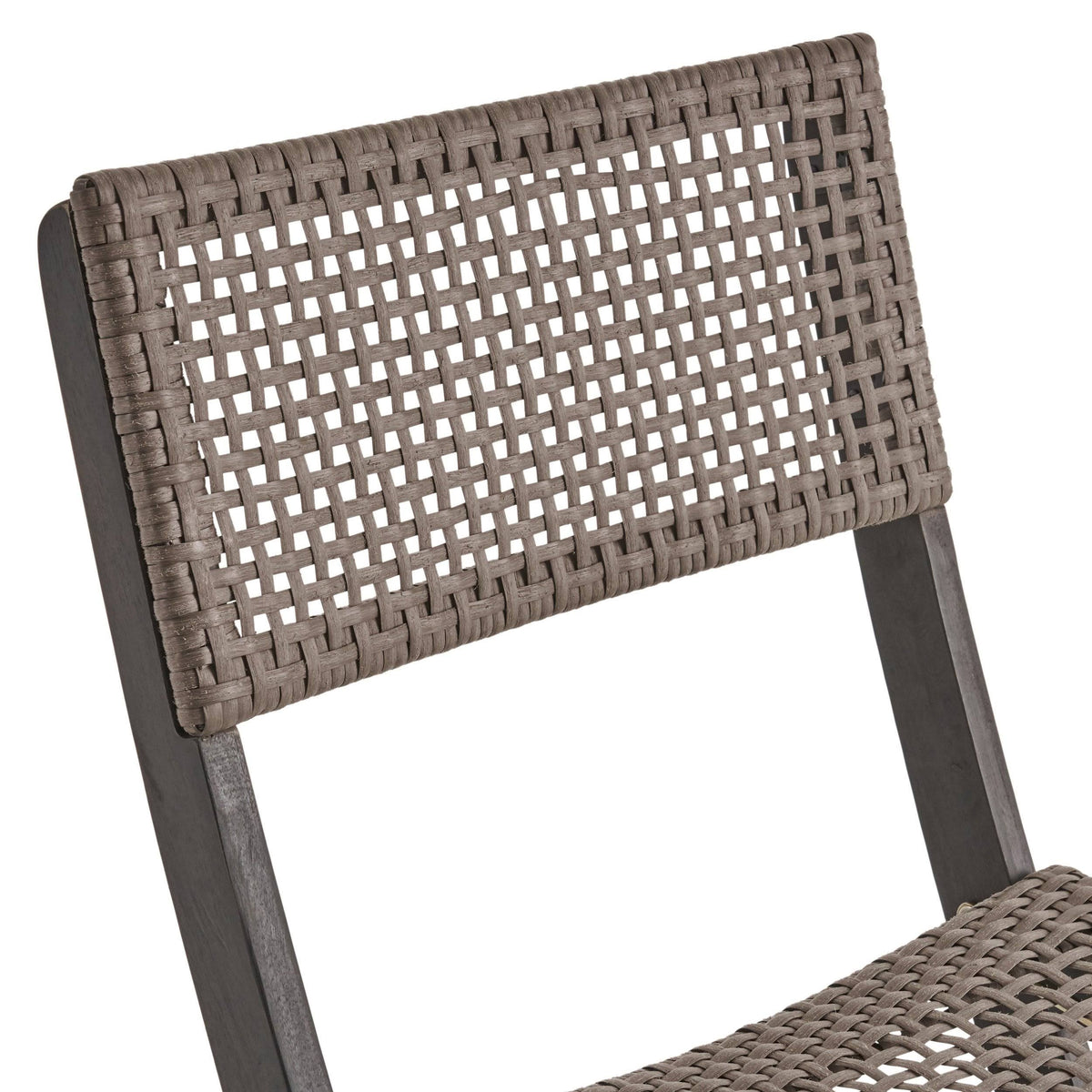 Acacia Wood Wicker Foldable Bistro Set with Chairs and Table Dark Gray I555