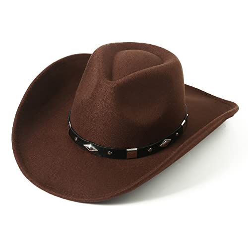 Felt Wide Brim Western Cowboy Hat with Belt Buckle W1420