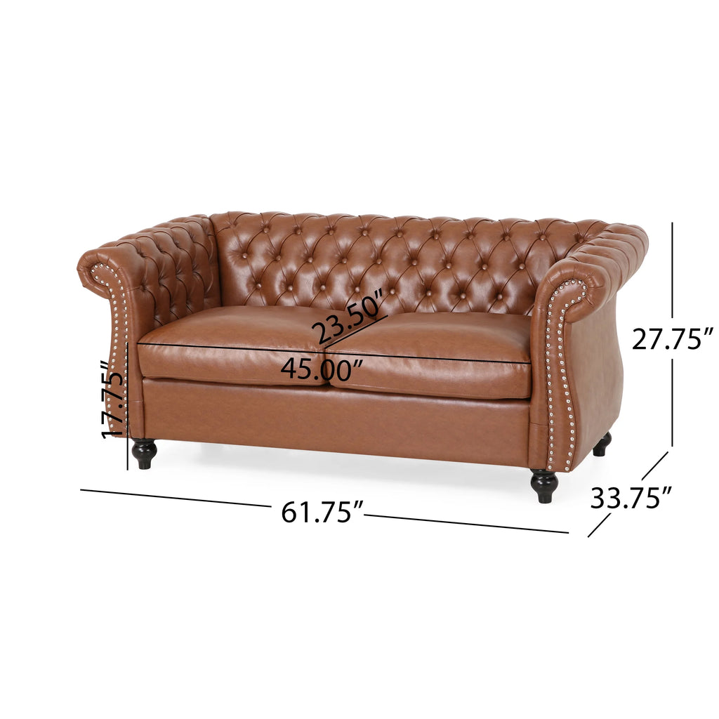 Cognac Brown Faux Leather Loveseat T947121