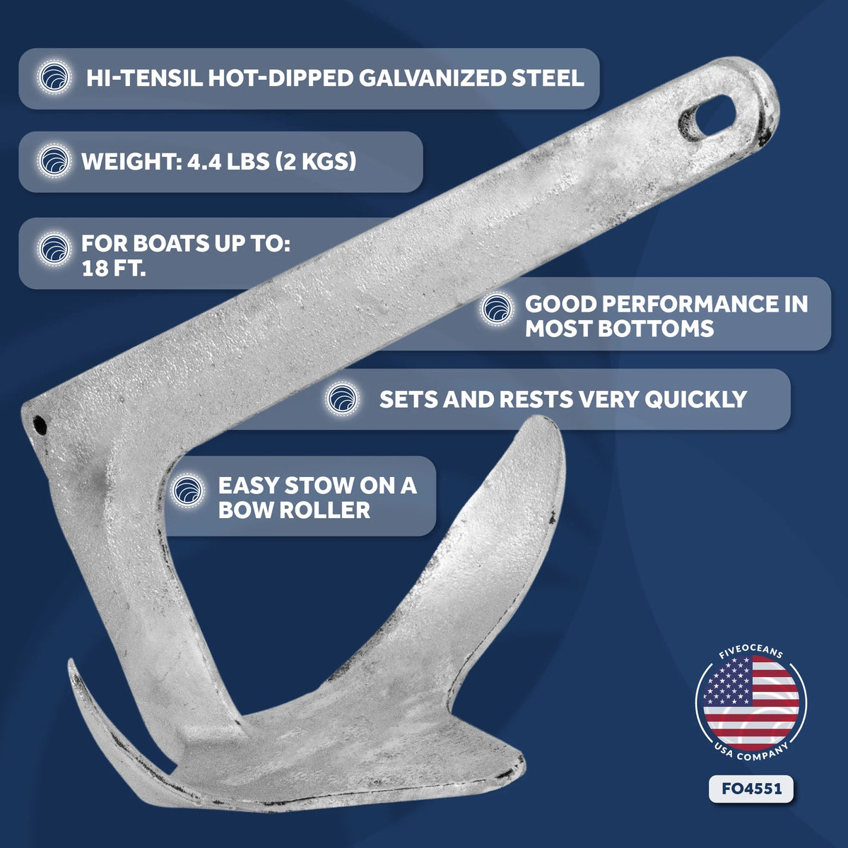4.4 Lb Hot Dipped Galvanized Steel Claw Anchor Y26527