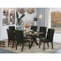 7-Piece Solid Wood Dinette Set with 6 Parson Chairs and Dining Table X7669