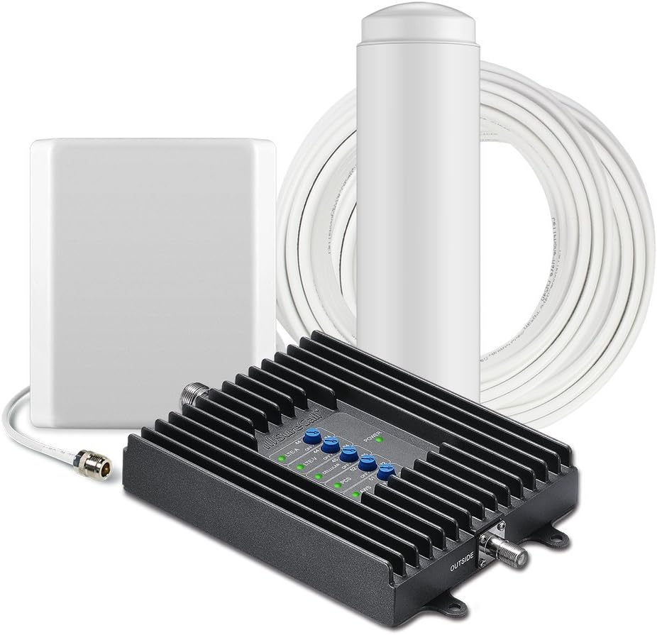 Cell Phone Signal Booster Kit, 3,000 Sq Ft, Black H190
