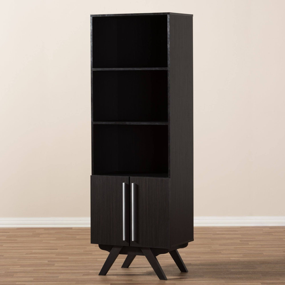 Espresso Brown Finished Wood Bookcase D7590