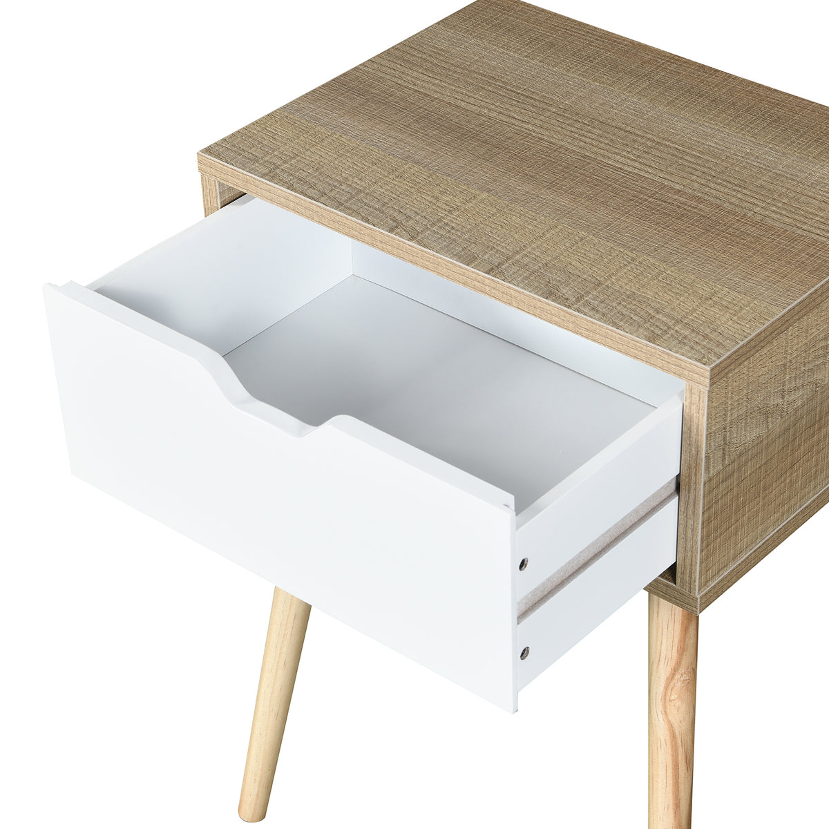 White 1 Drawer Nightstand with Solid Wood Legs P114622