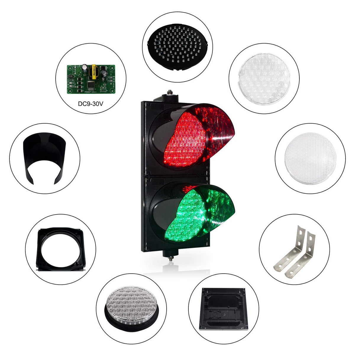 200mm 8inch Red Green Industrial LED Traffic Light with PC Housing Waterproof IP65 H416230