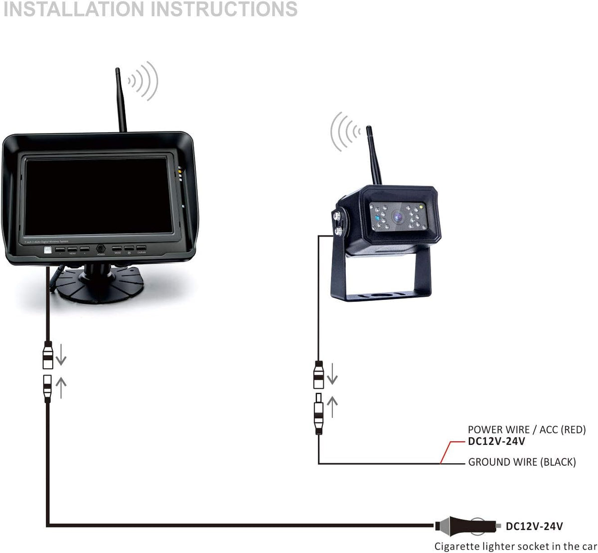 7" Wireless Backup Camera System W9235