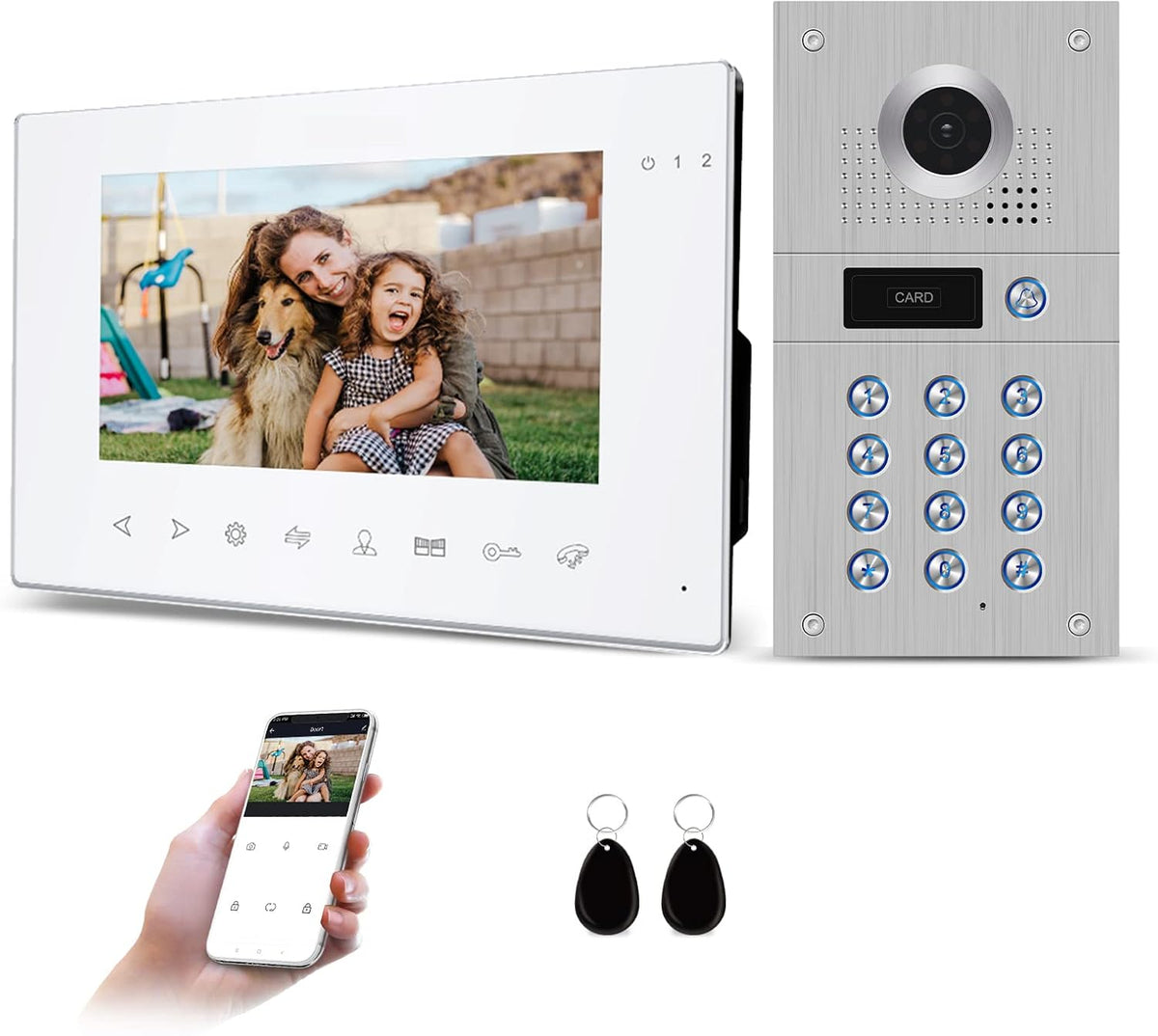 7 Inch Wired Video Doorbell 960P Camera IP65 Waterproof P25702