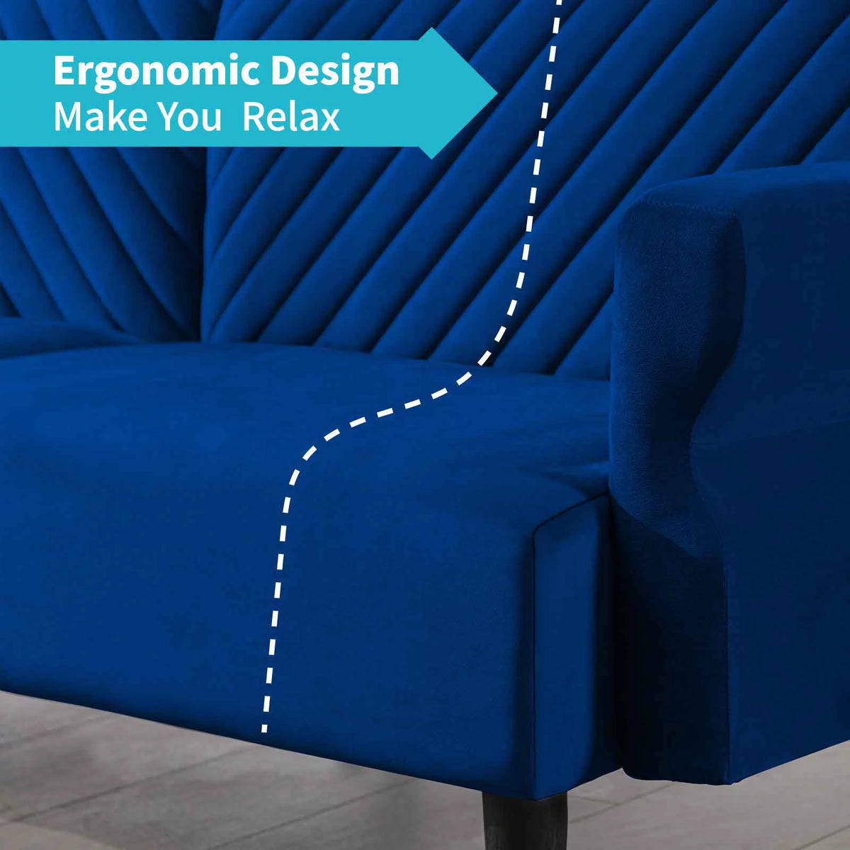 Convertible Futon Sofa Bed Blue W116