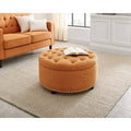 Orange Tufted Round Storage Ottoman P323