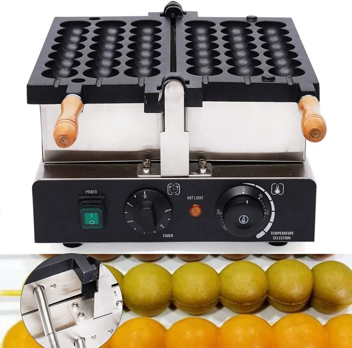Nonstick Electric Rotating Waffle Ball Machine H8306