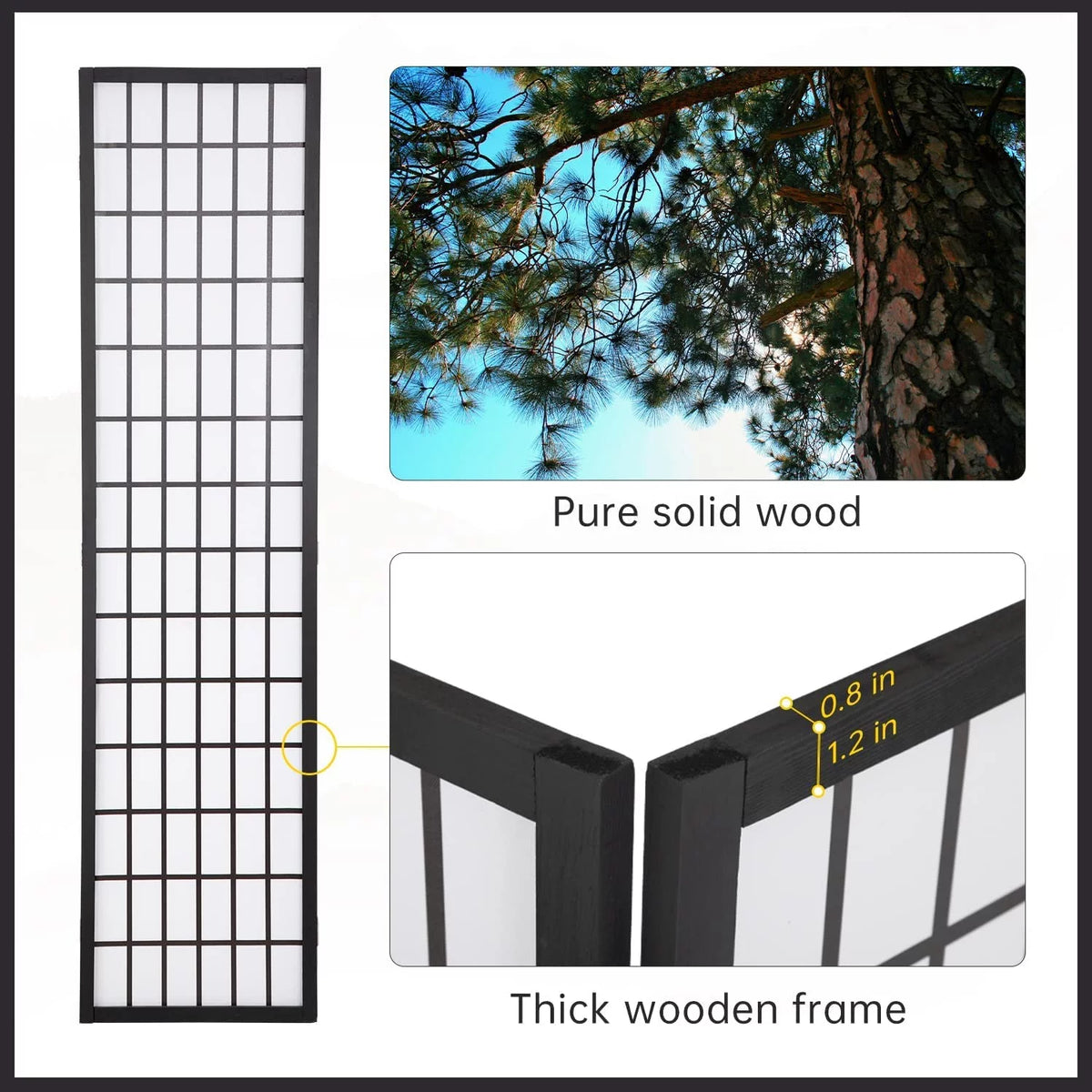 White 4 Panel Wood Room Divider F927926
