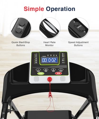 Foldable Walking Treadmill with Long Handrail, LCD Display, 300 lbs Capacity Z7582