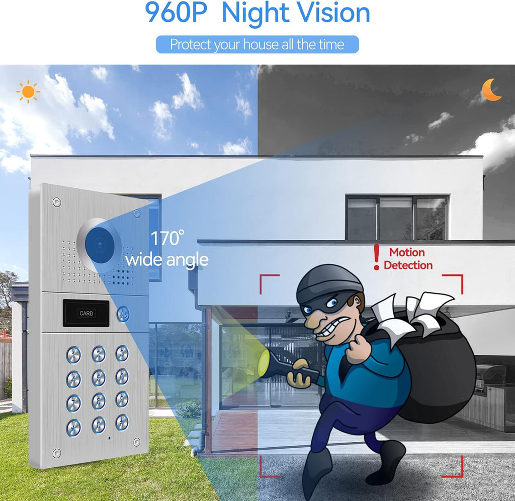 7 Inch Wired Video Doorbell 960P Camera IP65 Waterproof P25702