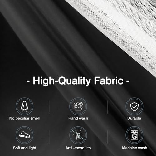 Full Size 90% Blackout 4 Corners Post Bed Canopy Curtains with Mosquito Net W6377