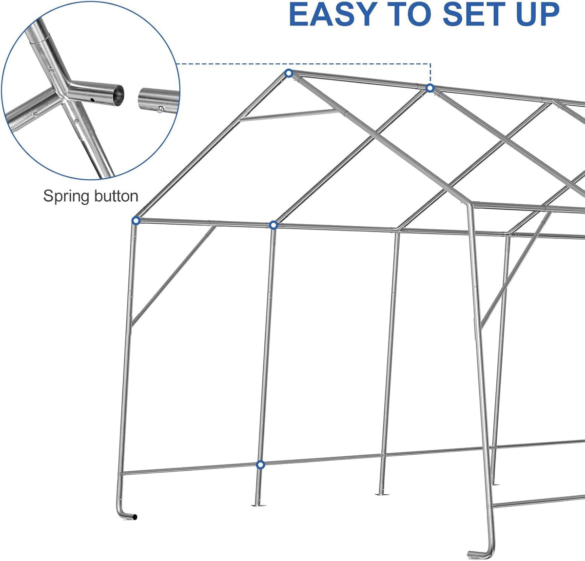12x20ft All-Steel Metal Frame Carport with Windows R430