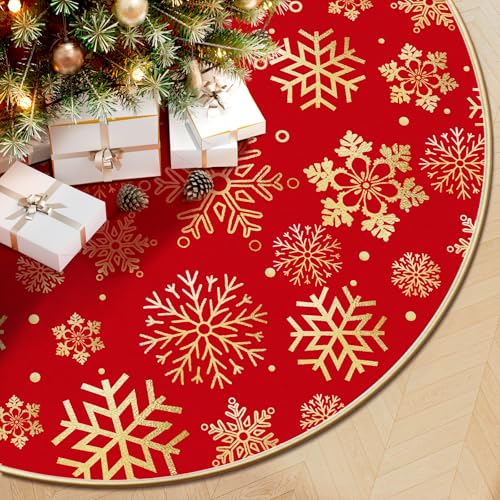 36 Inch Snowflake Round Red Tree Skirt I258355