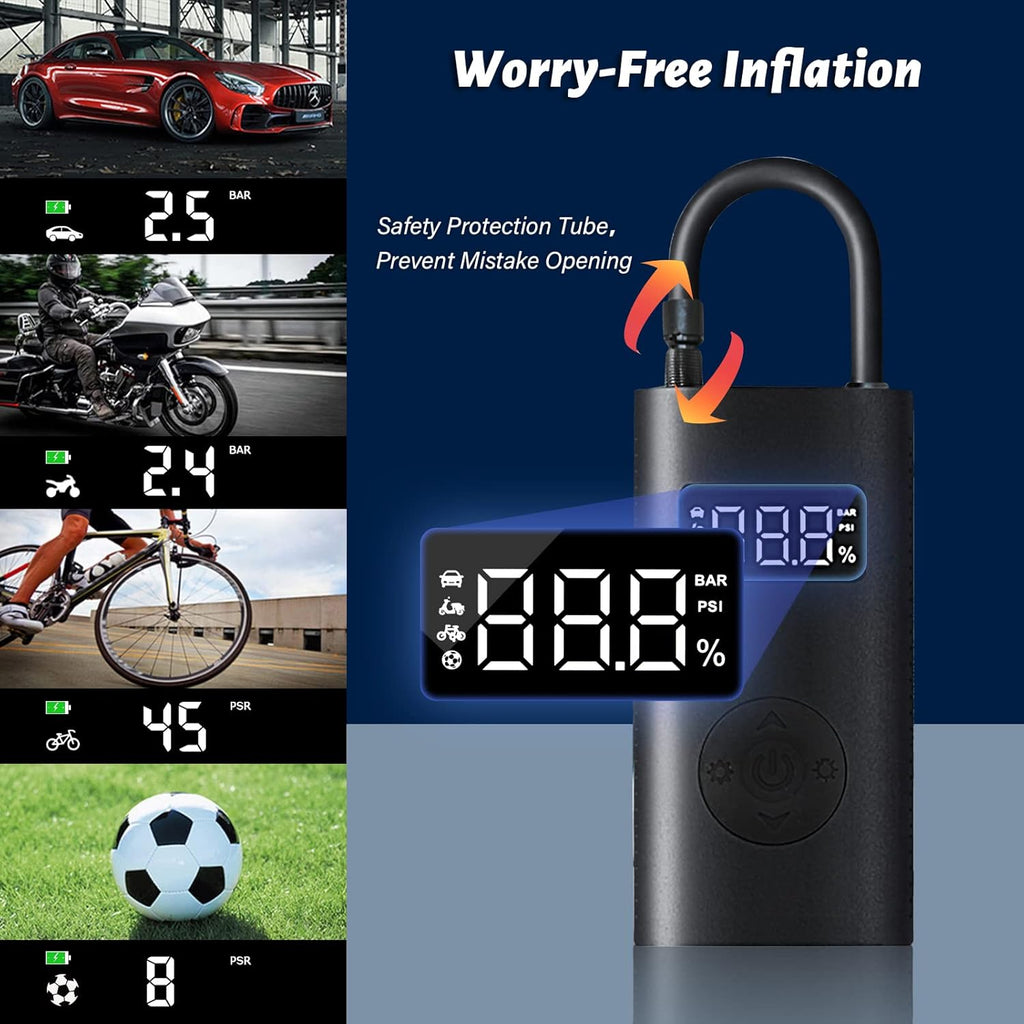 Portable 12V DC Electric Air Compressor Tire Pump Inflator with Pressure Gauge LED Light V433