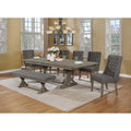 7pc Extendable Wood Dining Set with Gray Chairs and Bench X82393