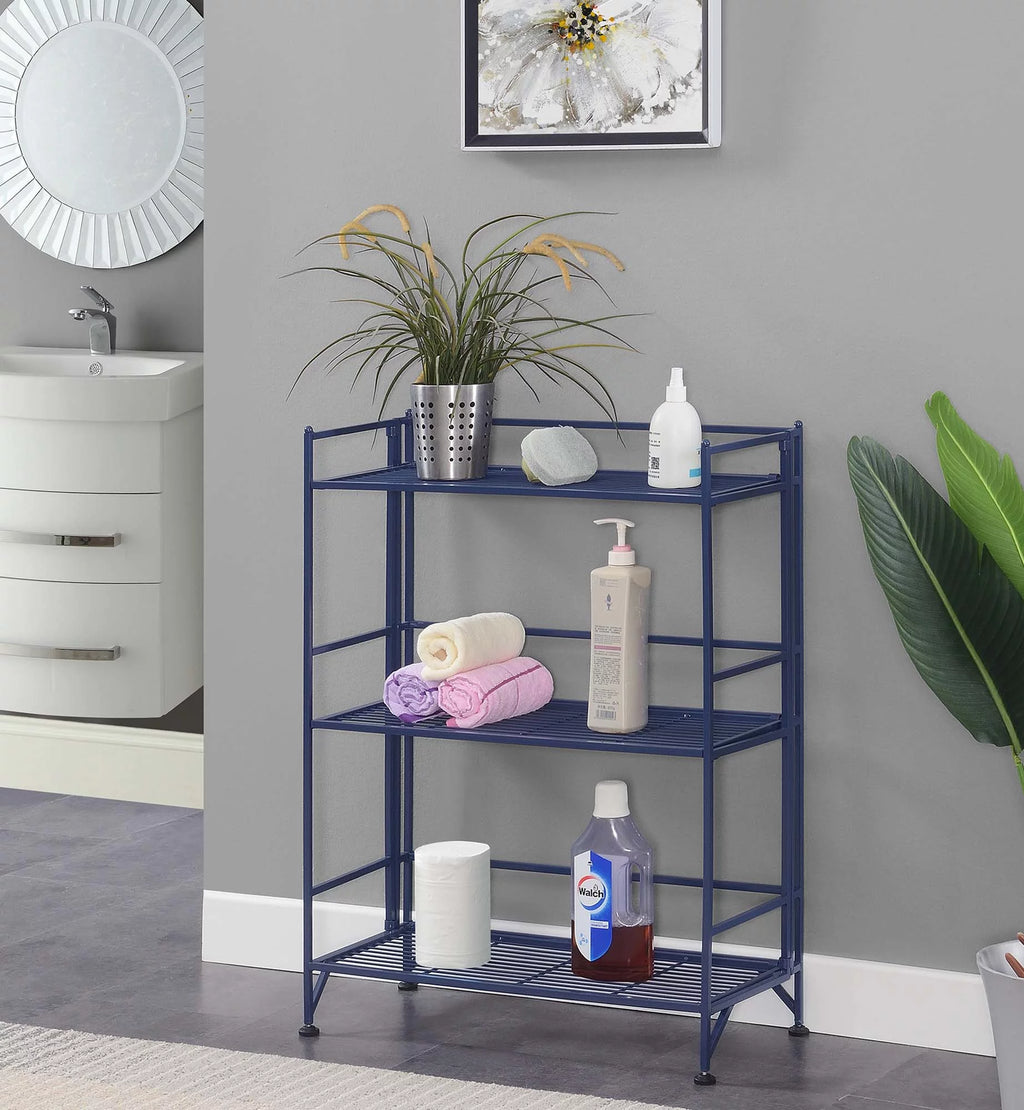 3 Tier Wide Folding Metal Shelf D412