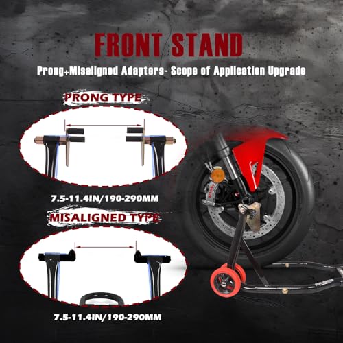 850lbs Front and Rear Motorcycle Stands with Adapters K101151