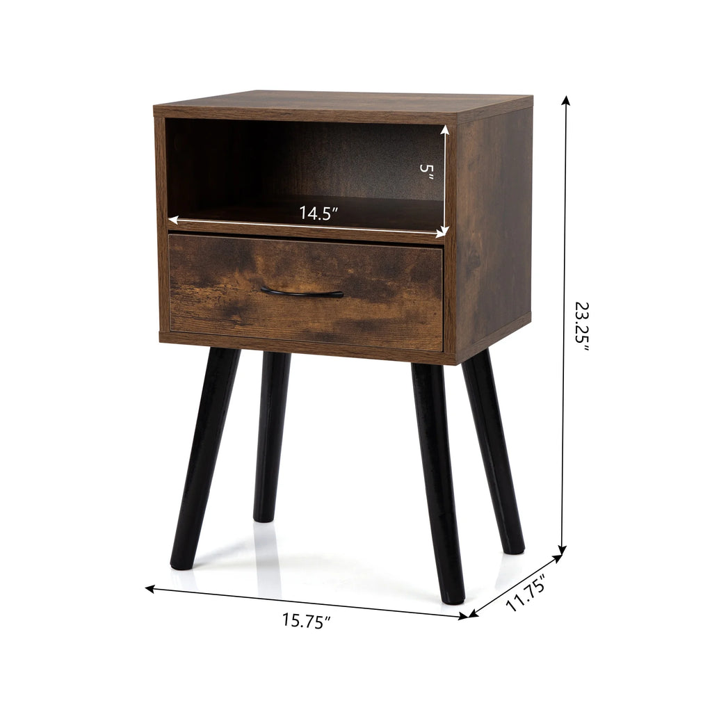 Wood Nightstands with Drawers Set of 2 V94110