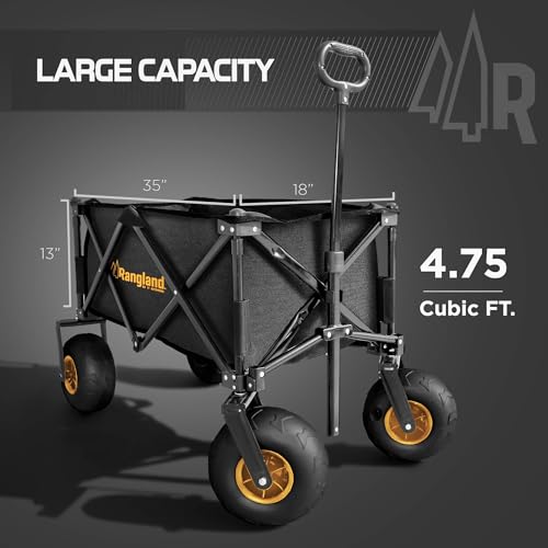 Large Balloon Air Tires Folding Utility Cart with Rustproof Heavy-Duty Steel Frame E546359