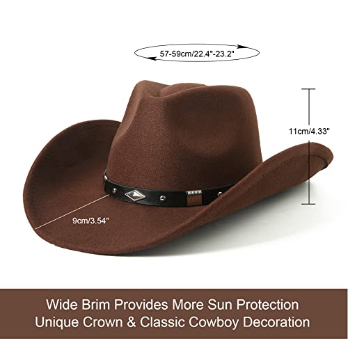 Felt Wide Brim Western Cowboy Hat with Belt Buckle W1420
