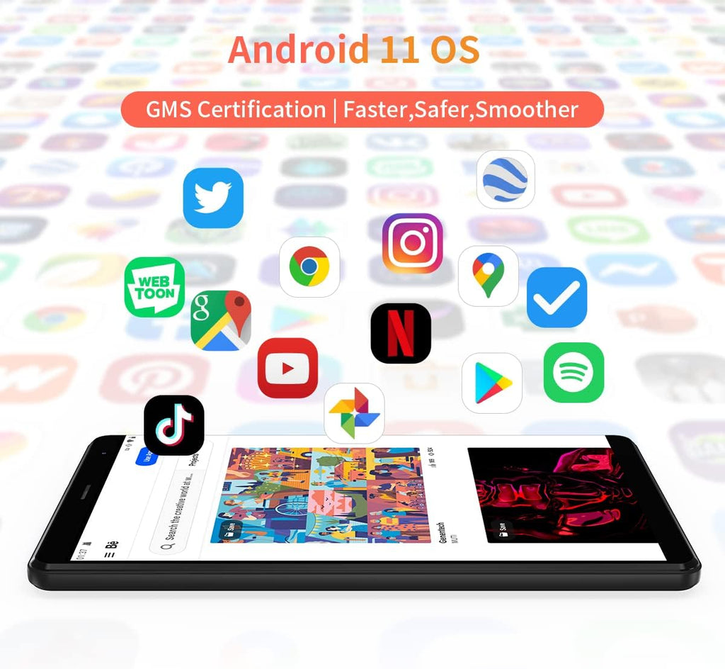 8 inch Android 11 Tablet, 3GB RAM 64GB ROM, 800 * 1280 HD Display D157