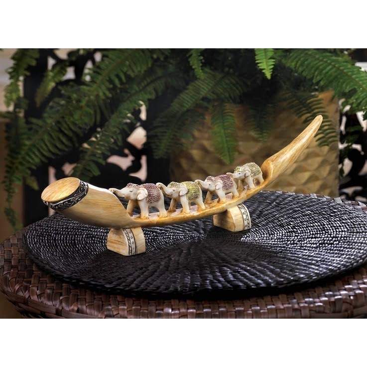 Carved Elephant Tusk Decor I86478