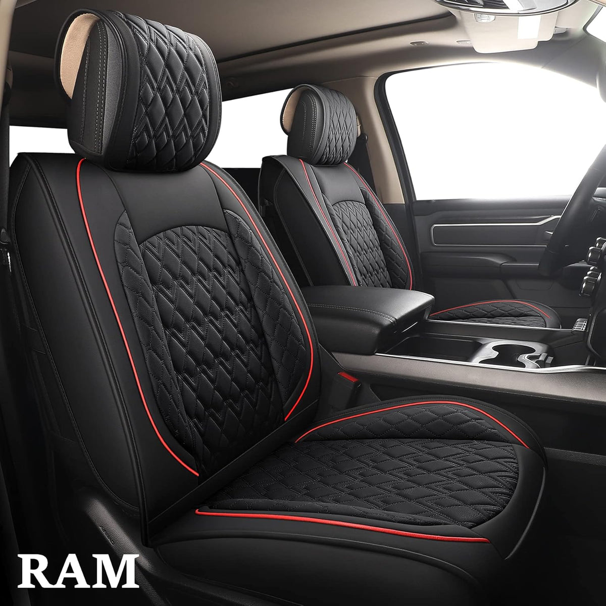 Black 2 Pcs Waterproof Synthetic Leather Car Seat Covers G67500