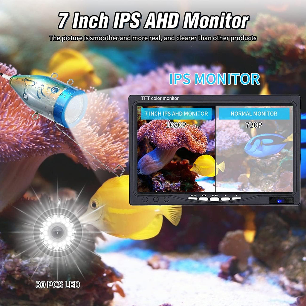 Underwater Fishing Camera with 30 Adjustable LEDs and 7inch 1080P IPS Monitor K453