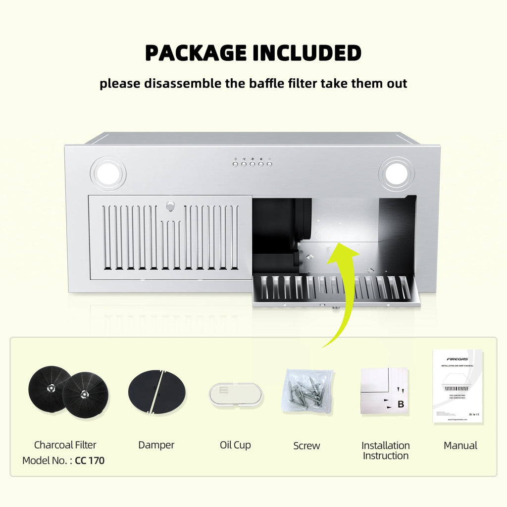 30 inch Built-in Kitchen Range Hood with Light W853