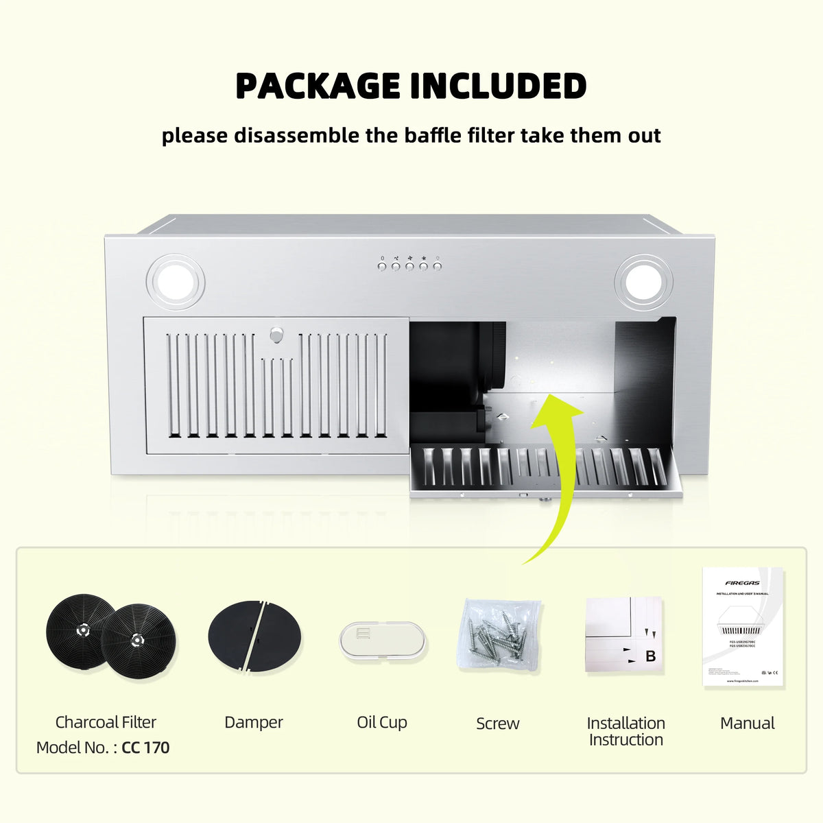 30 inch Built-in Kitchen Range Hood with Light W853
