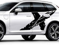 2PCS Sport Racing Vinyl Graphic Stripes Sticker Decoration Universal Fit for Car Body Door Side (Pure Black) Pack of 2 W7117