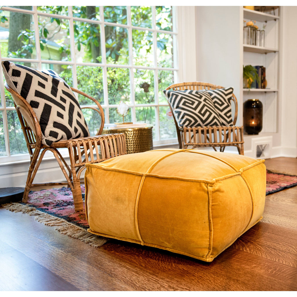 Goldenrod Cotton Velvet Pouf U611067
