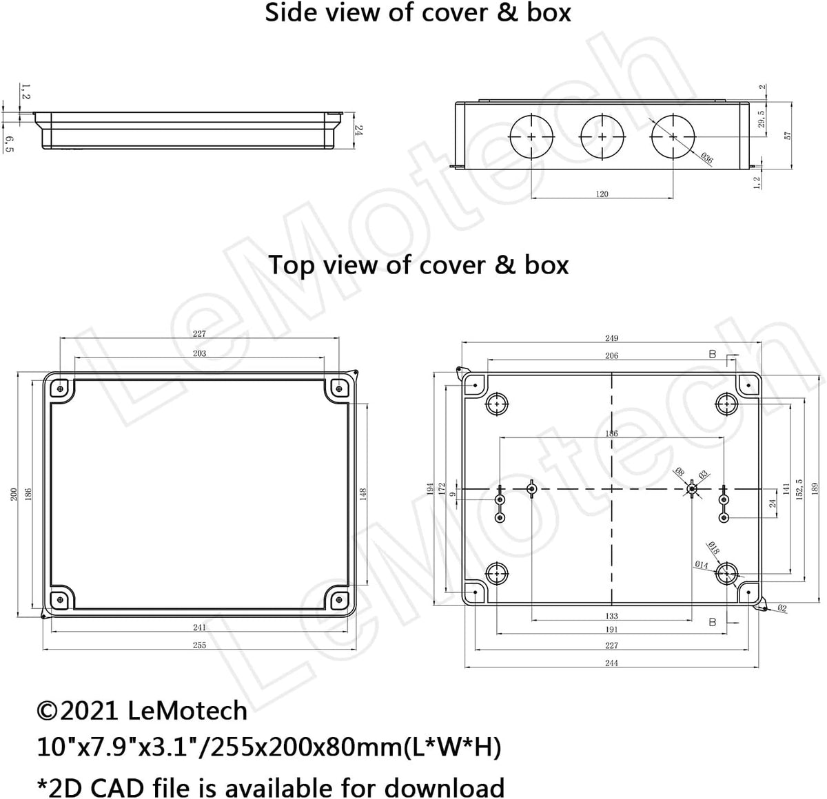 ABS Plastic IP65 Junction Box White 10 x 7.9 x 3.1 inch Pack of 2 T24512