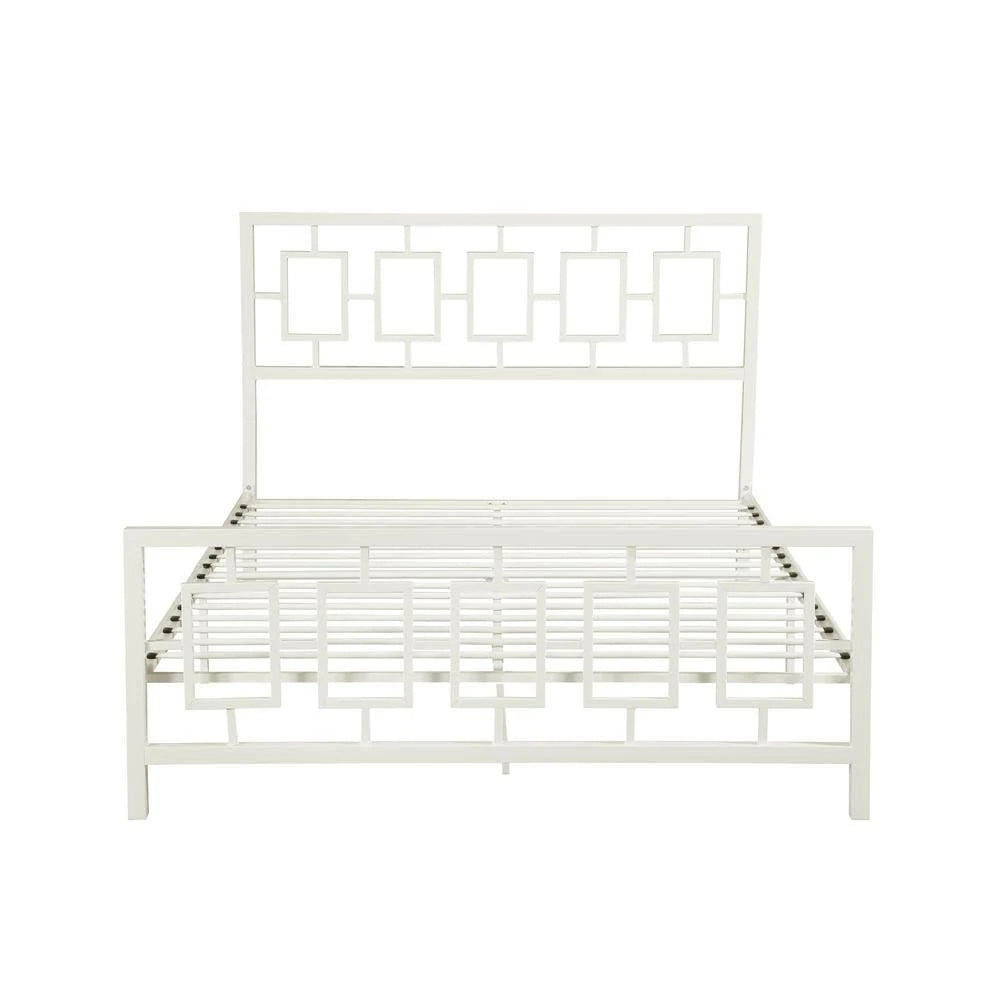 White Queen-size Iron Bed Frame Z4007